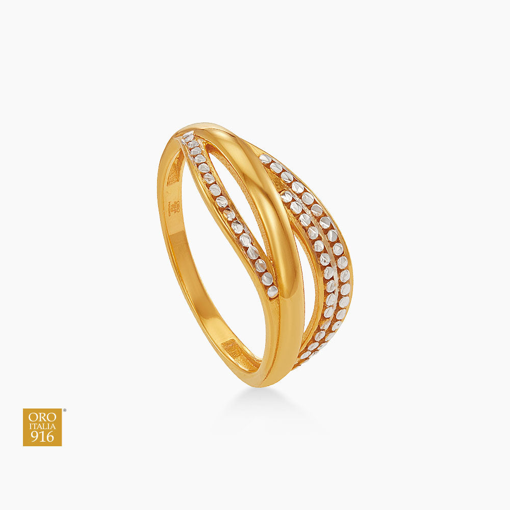 Oro Italia 916 Yellow and White Gold Ring GR58160125(YW)-BI (22K Gold)