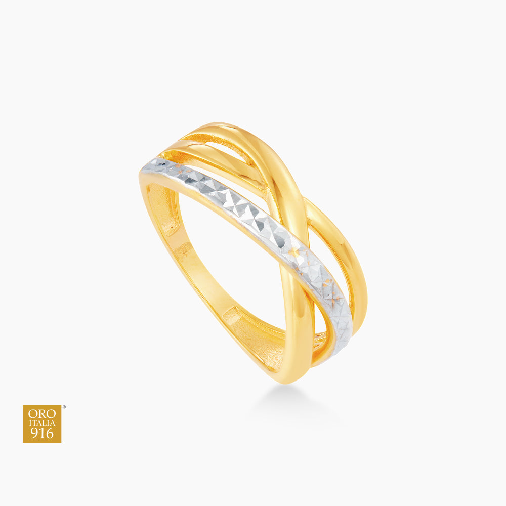 Oro Italia 916 Yellow and White Gold Ring GR58170125(YW)-BI (22K Gold)