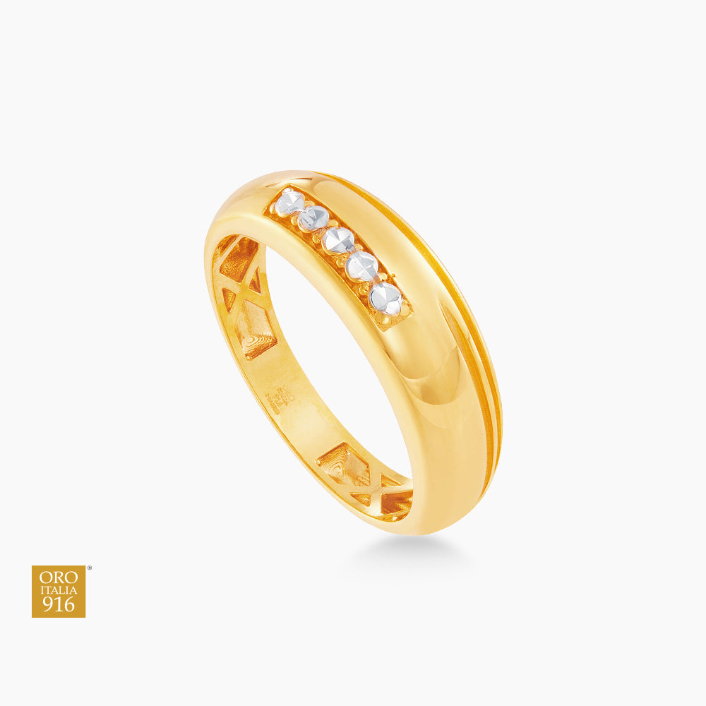 Oro Italia 916 Yellow and White Gold Ring GR58280225(YW)-BI (22K Gold)