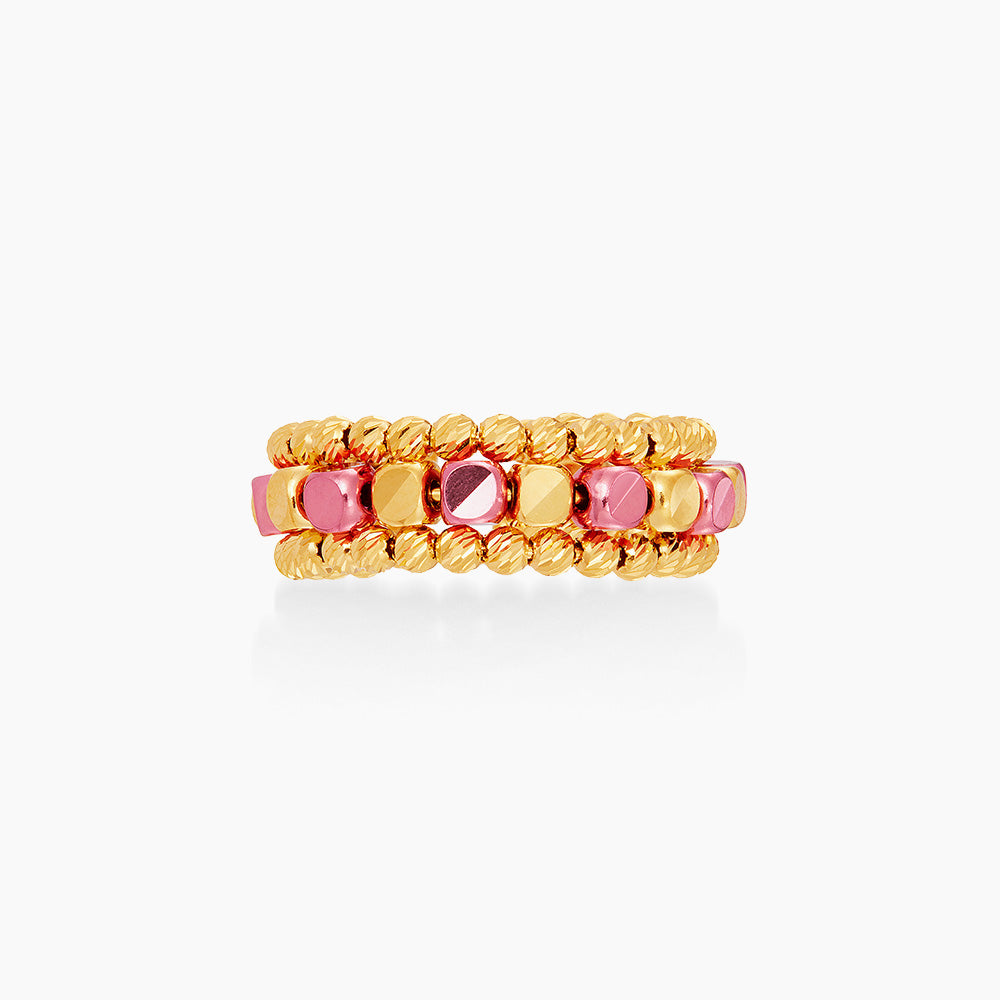 CLARA | Oro Italia 916 Yellow Gold Ring GR58520425(PINK)-BI (22K Gold)