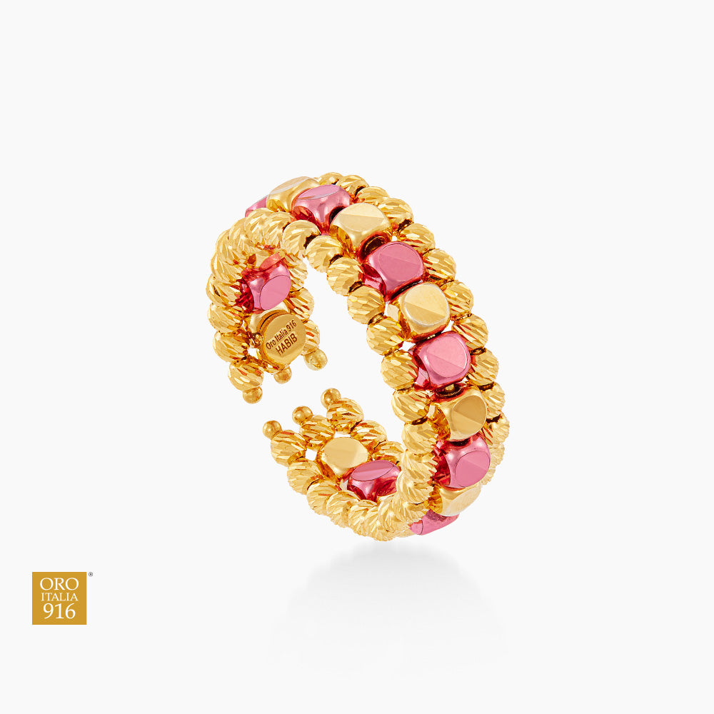 CLARA | Oro Italia 916 Yellow Gold Ring GR58520425(PINK)-BI (22K Gold)