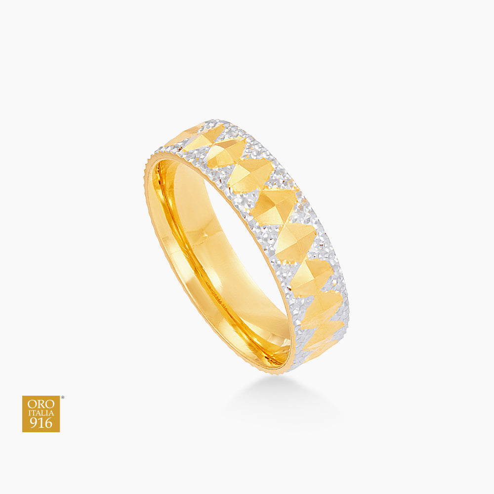 Oro Italia 916 Yellow and White Gold Ring GR59030425(YW)-BI (22K Gold)
