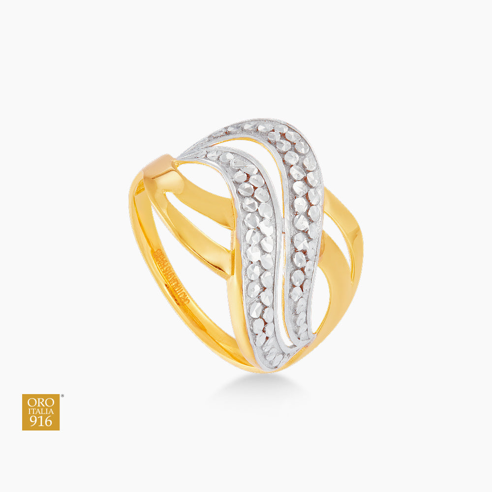 Oro Italia 916 Yellow and White Gold Ring GR59070425(YW)-BI (22K Gold)