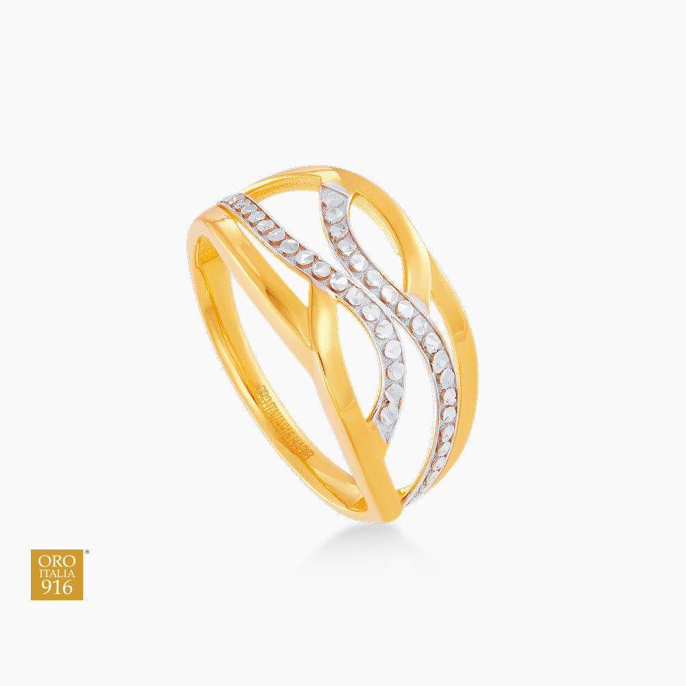 Oro Italia 916 Yellow and White Gold Ring GR59120425(YW)-BI (22K Gold)