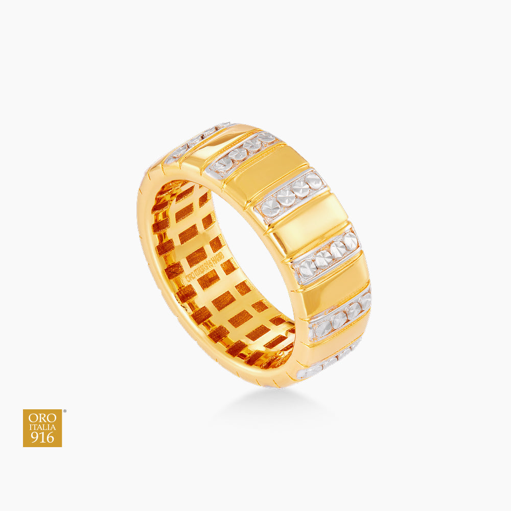 Oro Italia 916 Yellow and White Gold Ring GR60240825(YW)-BI (22K Gold)