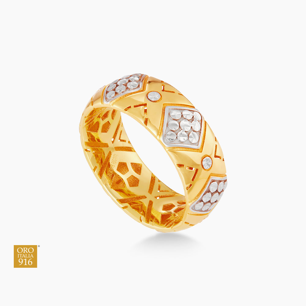 Oro Italia 916 Yellow and White Gold Ring GR60260825(YW)-BI (22K Gold)