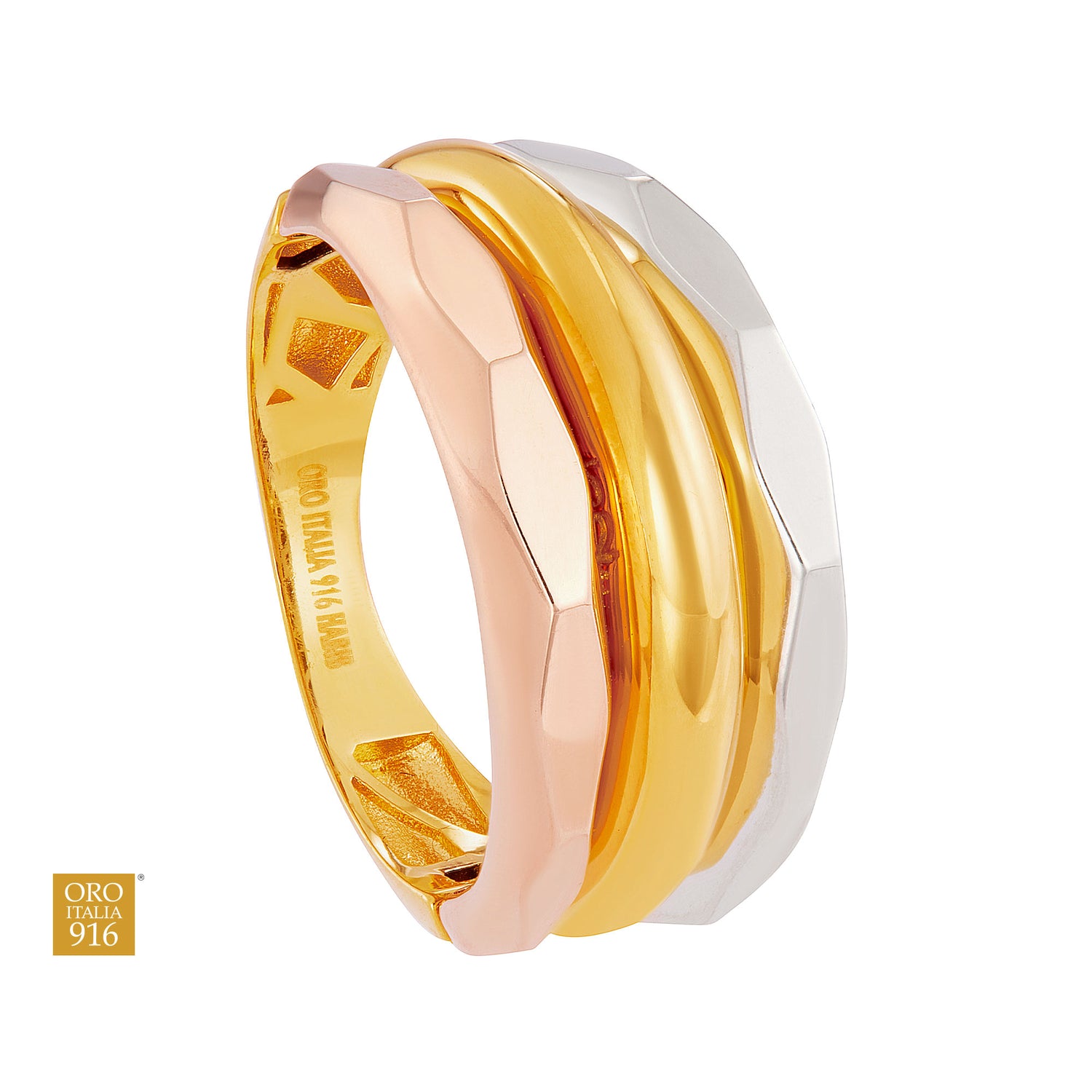 Oro Italia 916 Yellow, White and Rose Gold Ring GR60330825-TI (22K Gold)