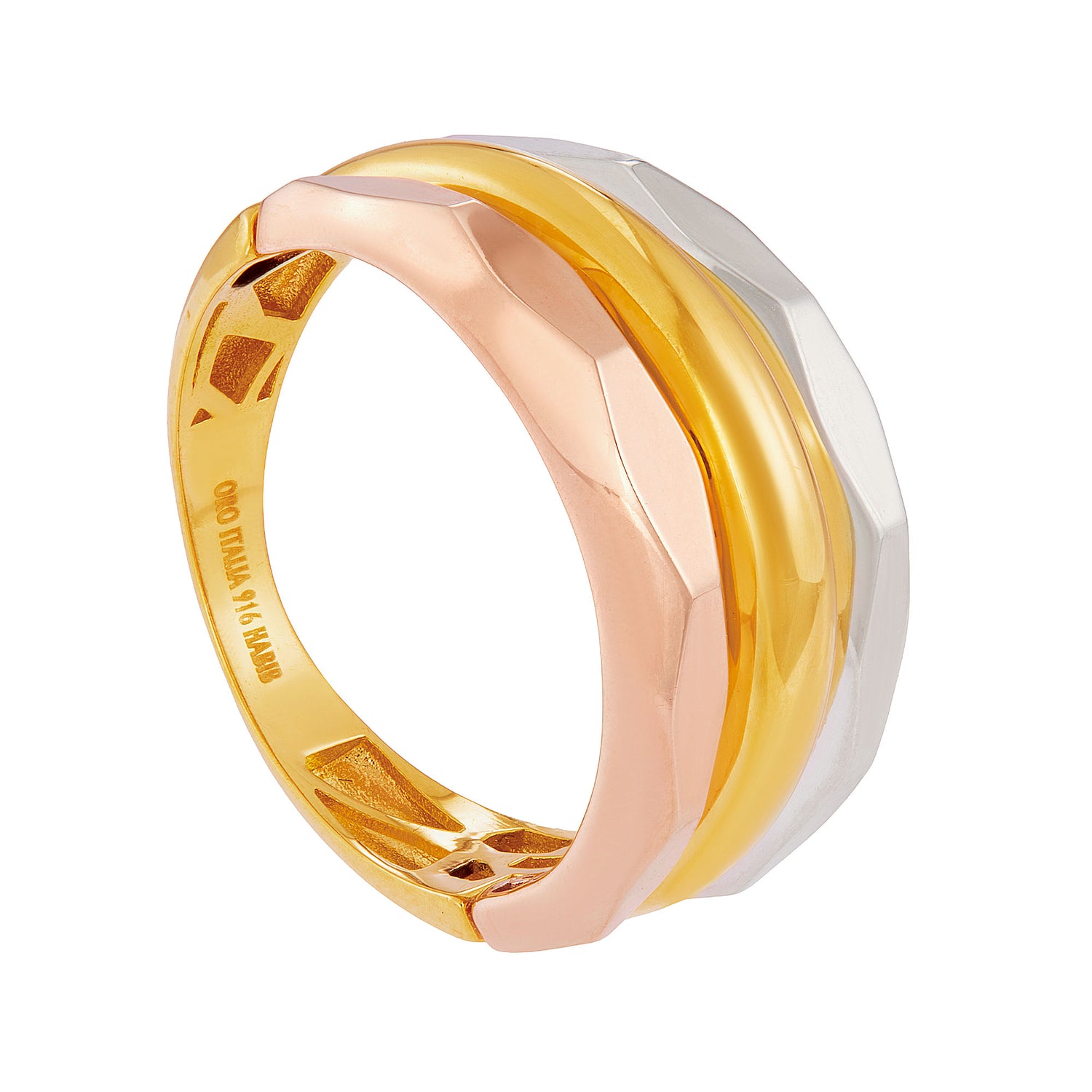 Oro Italia 916 Yellow, White and Rose Gold Ring GR60330825-TI (22K Gold)
