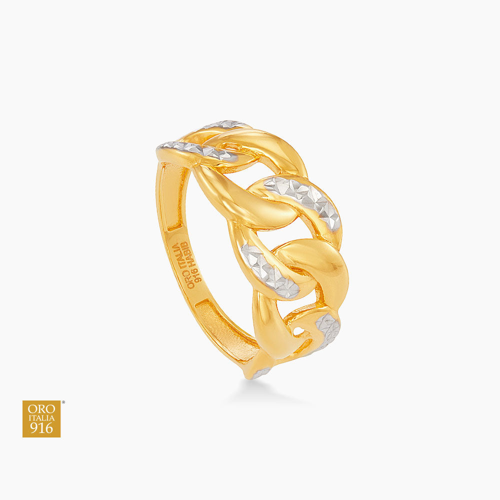 Oro Italia 916 Yellow and White Gold Ring GR60450925(YW)-BI (22K Gold)