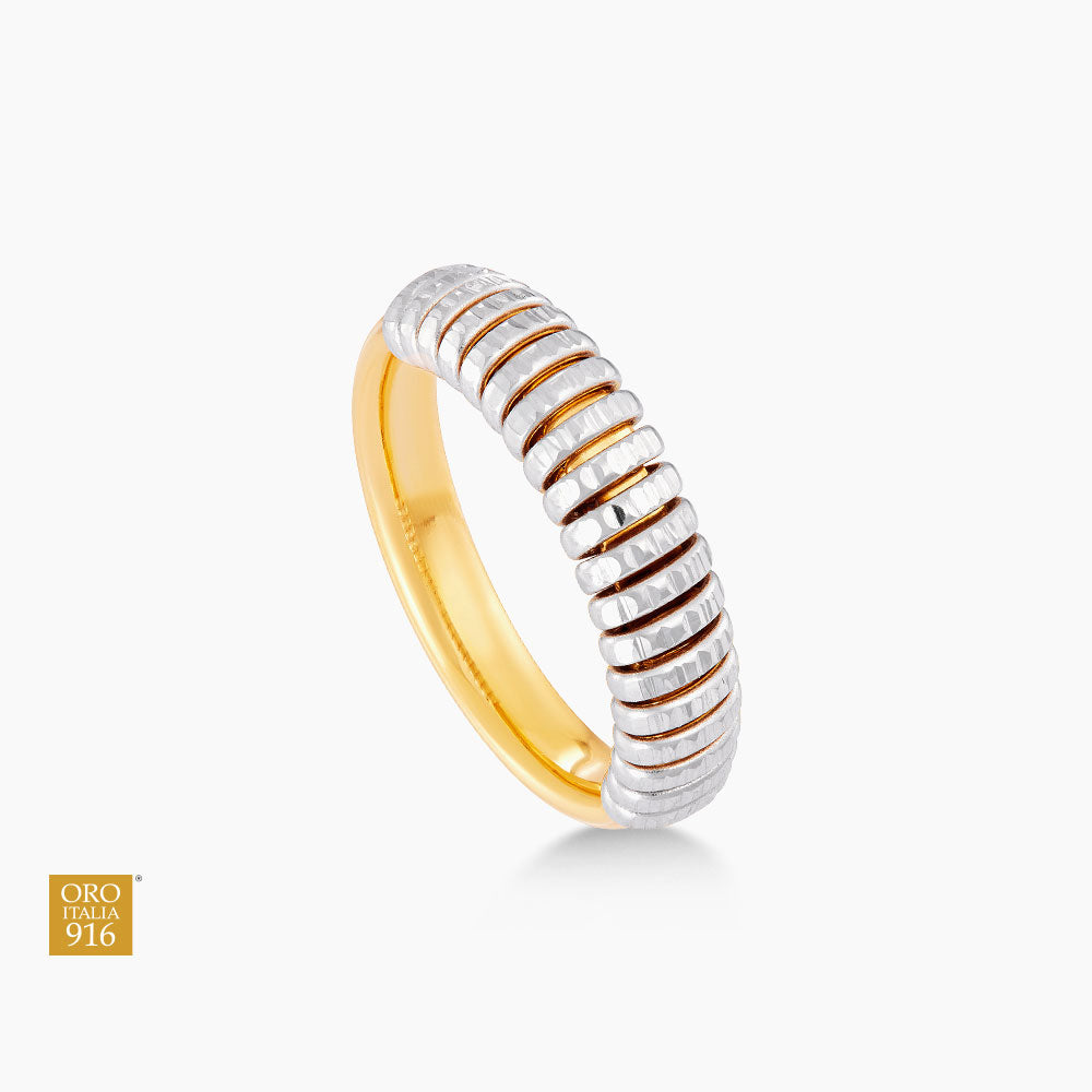 Oro Italia 916 Yellow and White Gold Ring GR60741025(23YW)-BI (22K Gold)
