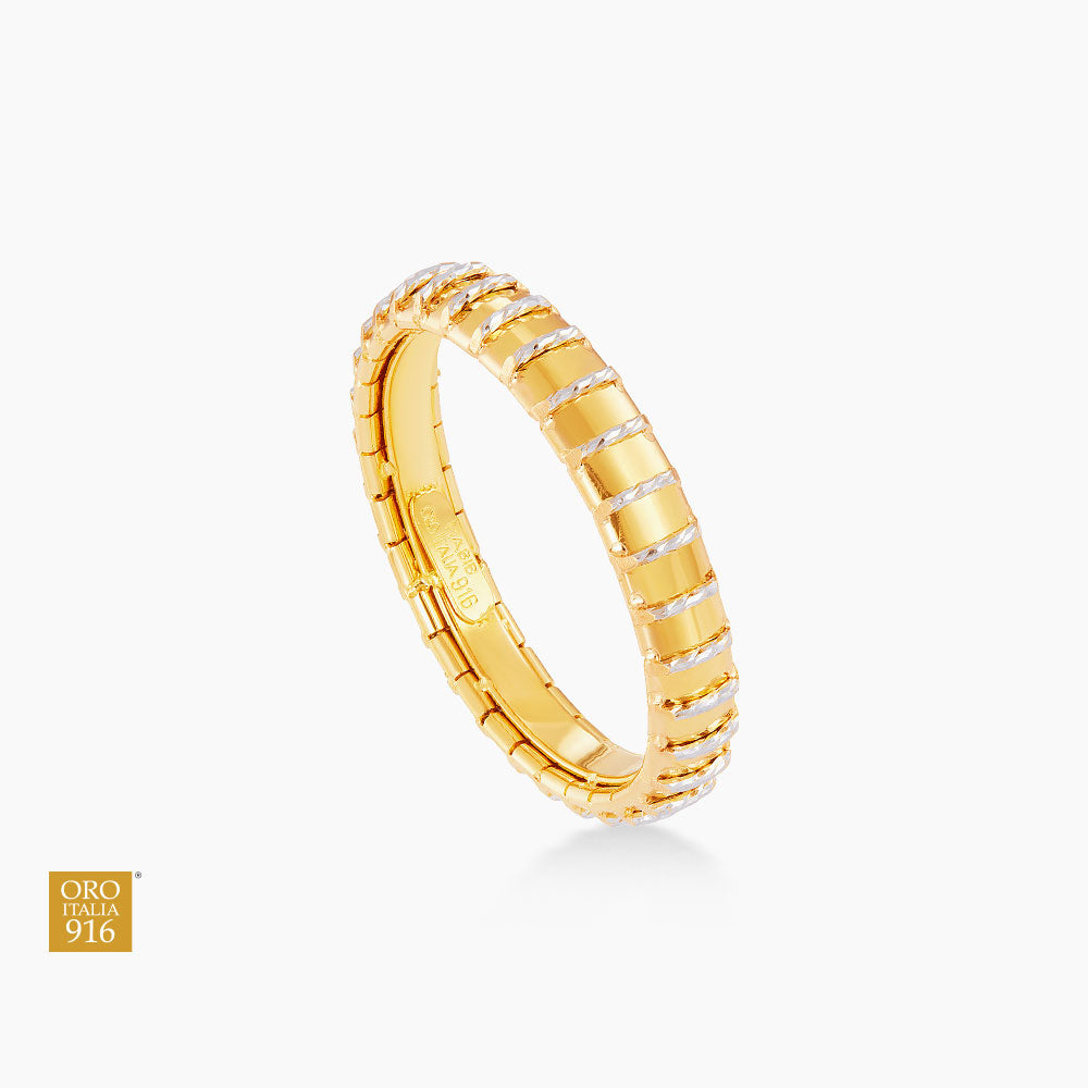 Oro Italia 916 Yellow and White Gold Ring GR61221125(YW)-BI (22K Gold)