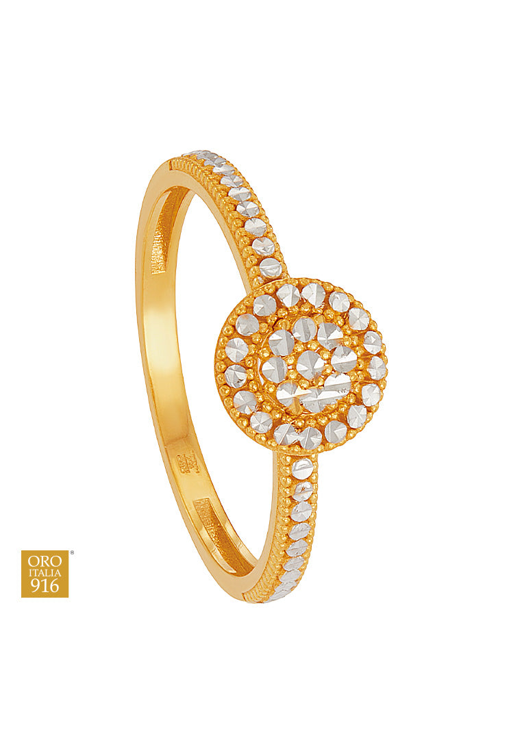 Oro Italia 916 Yellow and White Gold Ring GR61571225(YW)-BI (22K Gold)