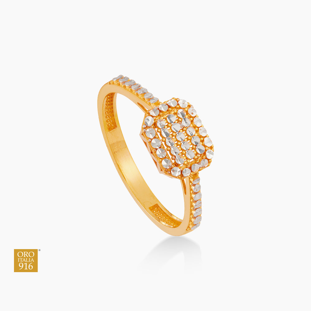 Oro Italia 916 Yellow and White Gold Ring GR61591225(YW)-BI (22K Gold)