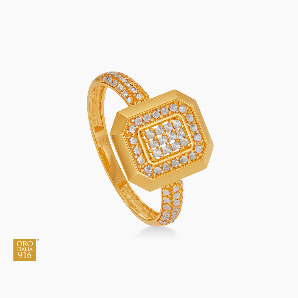 Oro Italia 916 Yellow and White Gold Ring GR61621225(YW)-BI (22K Gold)
