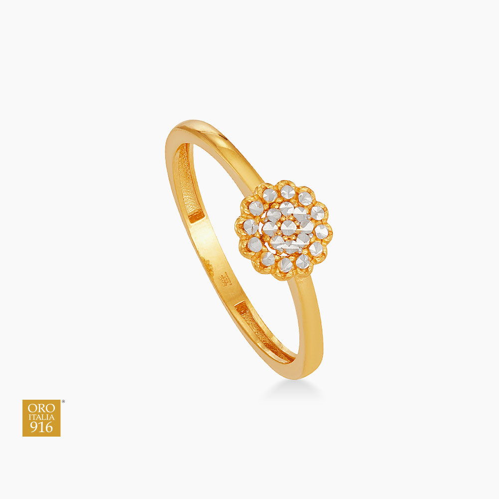 Oro Italia 916 Yellow and White Gold Ring GR61631225(YW)-BI (22K Gold)