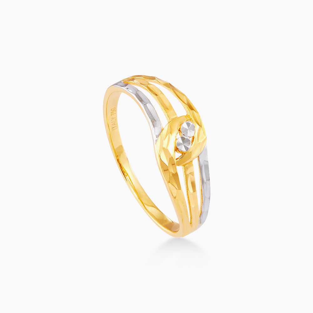 750/18K Yellow White and Rose Gold Ring GRT388