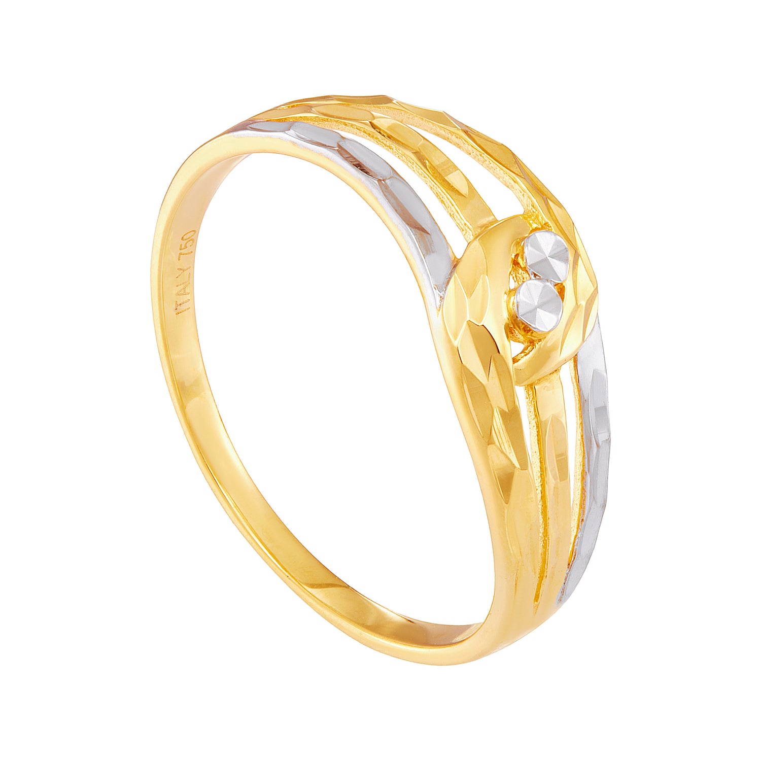 750/18K Yellow White and Rose Gold Ring GRT388