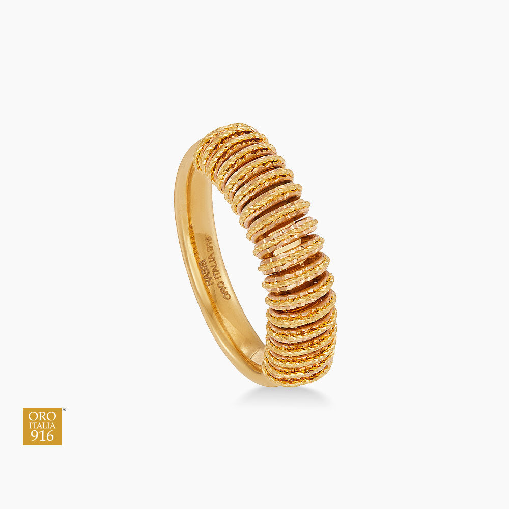 Oro Italia 916 Rose and Yellow Gold Ring GR62230526(RY)-BI (22K Gold)