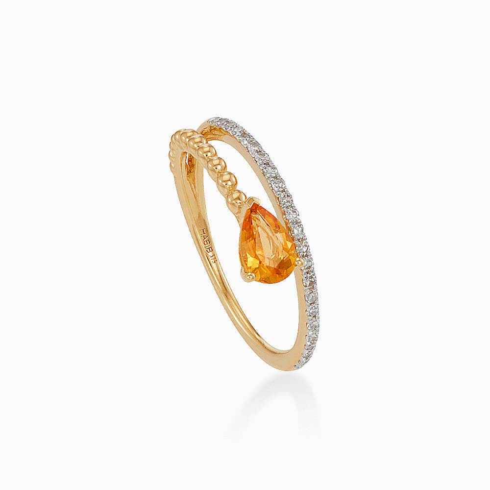 Pear Citrine and Diamond Ring in 375/9K Yellow Gold 275060526(YG)-CITR