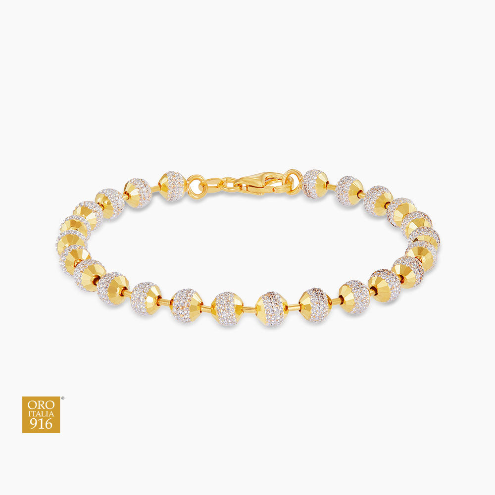 BEADS PLANET | Oro Italia 916 Yellow and White Gold Bracelet GW3167(5)-BI (22K Gold)