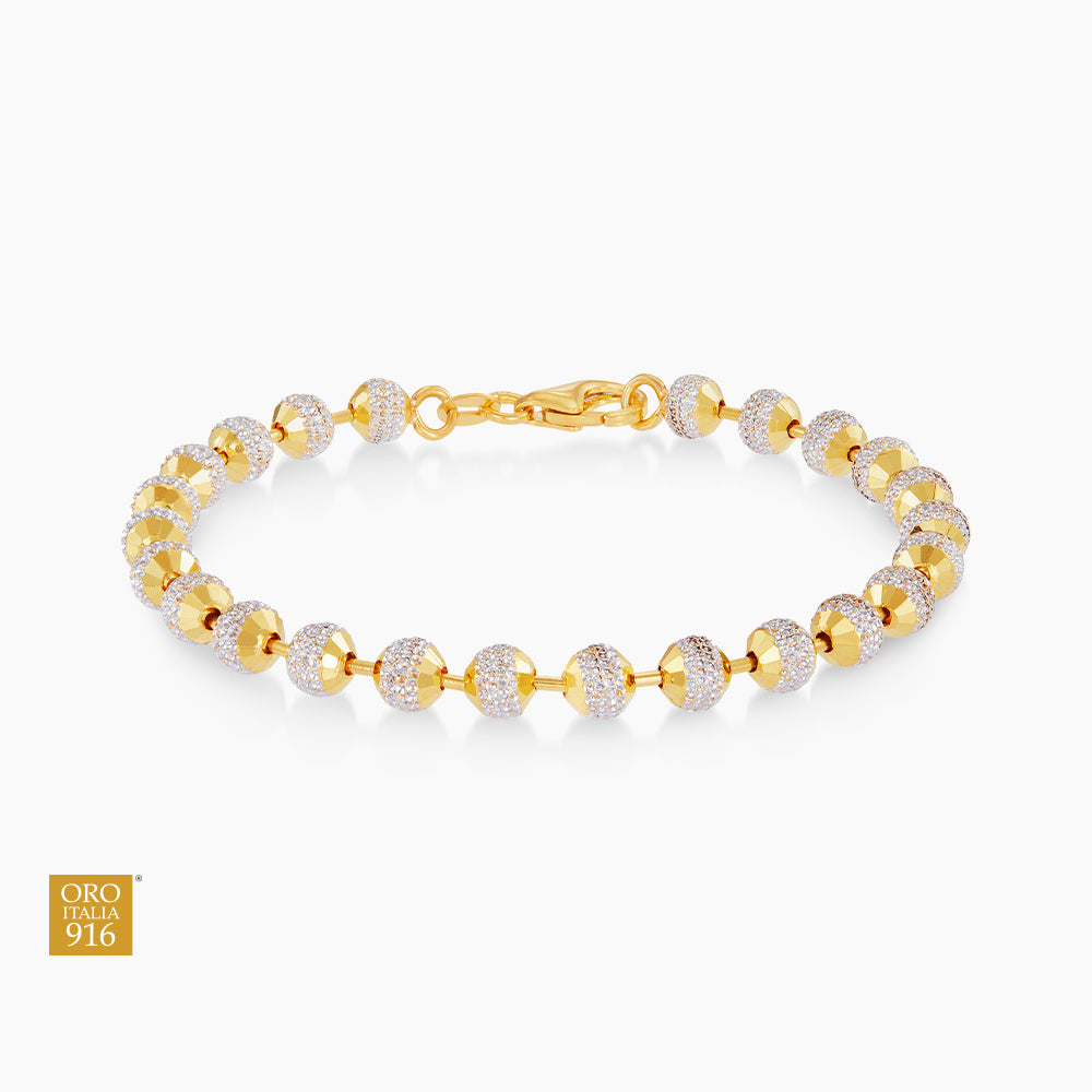 BEADS PLANET | Oro Italia 916 Yellow and White Gold Bracelet GW3167(5)-BI (22K Gold)