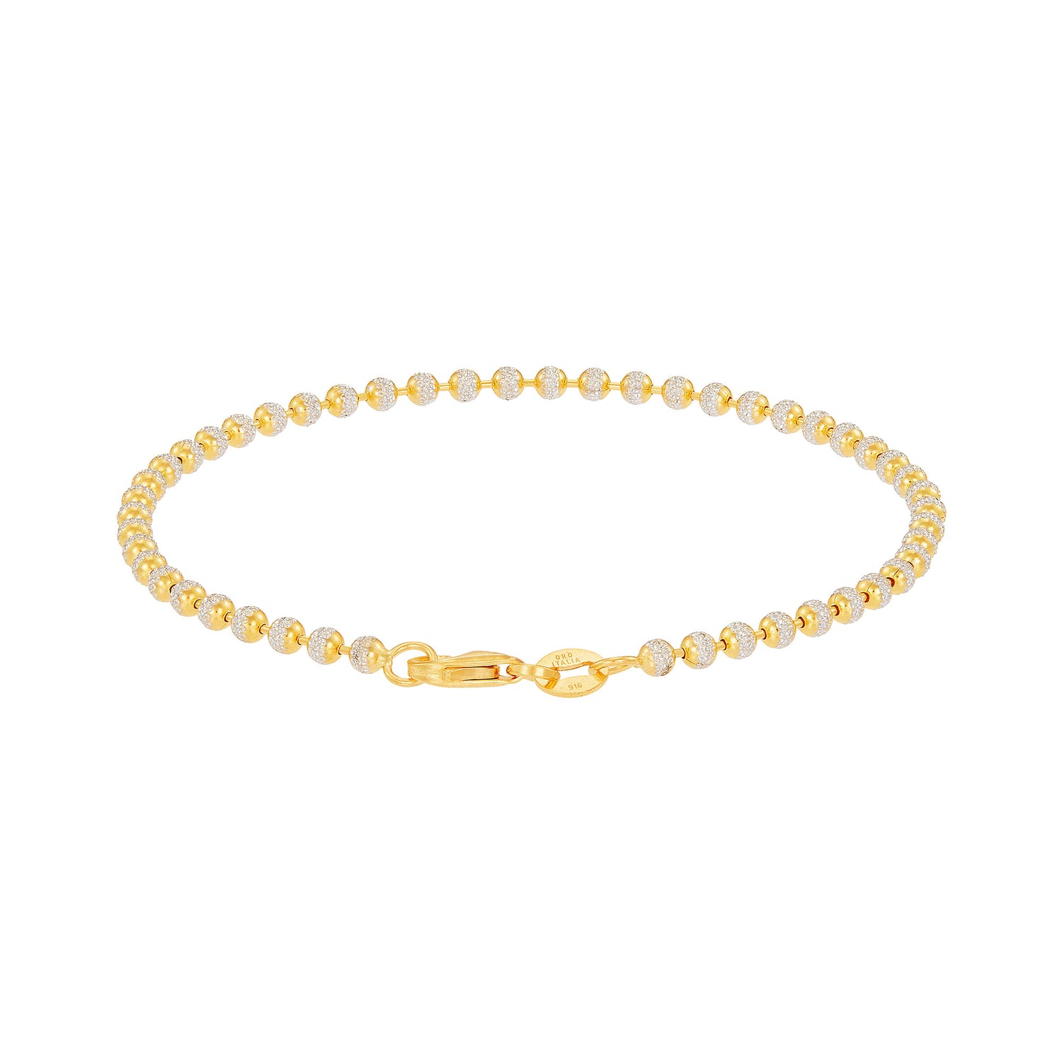 BEADS PLANET | Oro Italia 916 Yellow and White Gold Bracelet GW49830524(250YW)-BI (22K Gold)