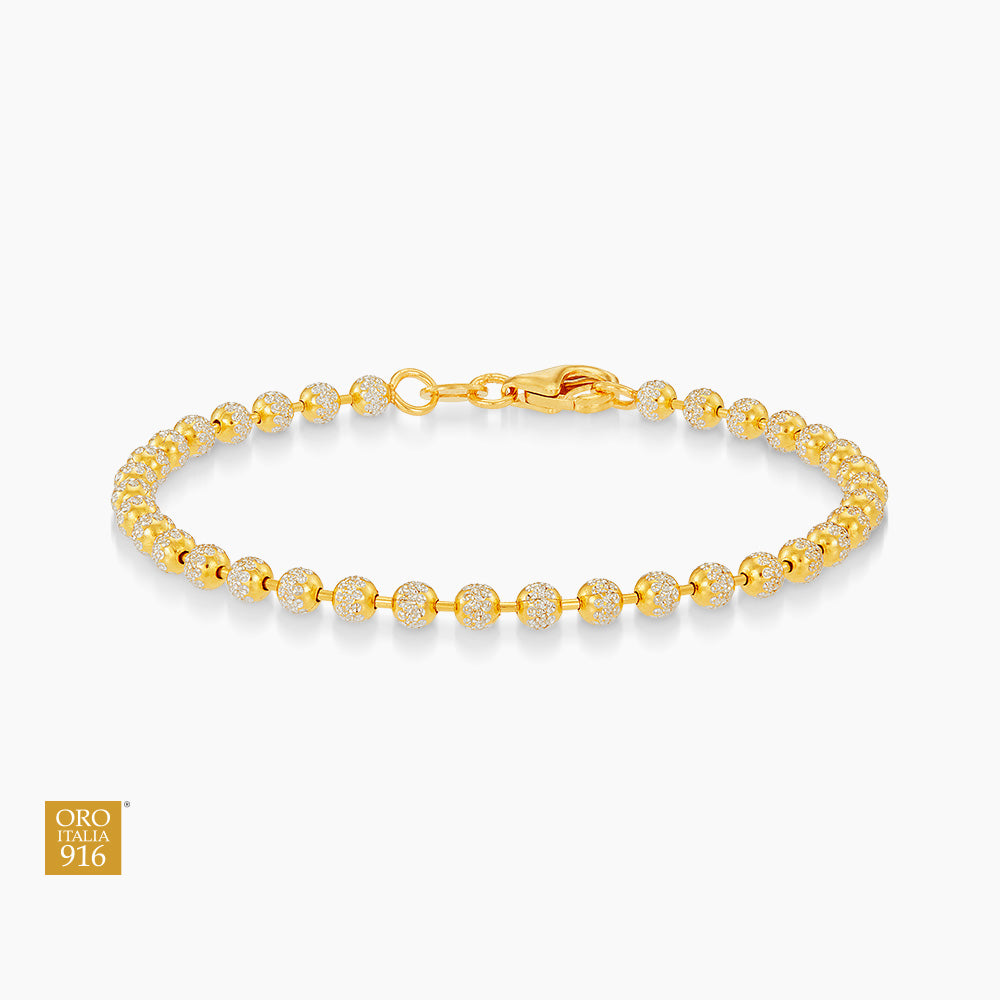 BEADS PLANET | Oro Italia 916 Yellow and White Gold Bracelet (for baby) GW49830924(300BBY)BI (22K Gold)