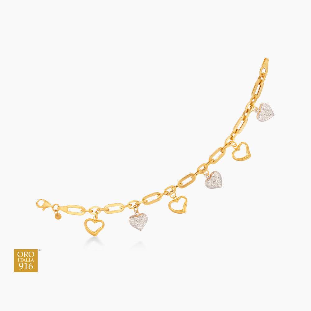 AMORE | Oro Italia 916 Yellow and White Gold Bracelet GW50080424(YW)-BI (22K Gold)