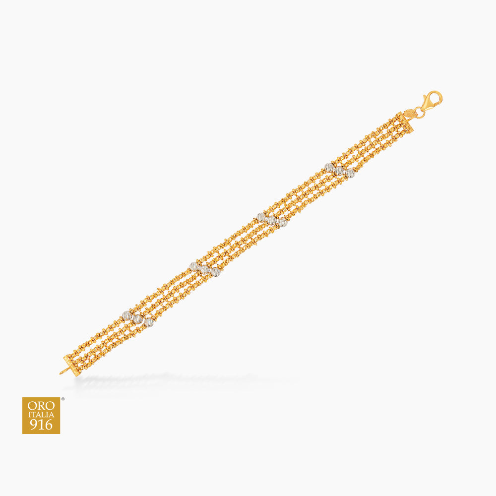 Oro Italia 916 Yellow and White Gold Bracelet GW52291024(YW)-BI (22K Gold)