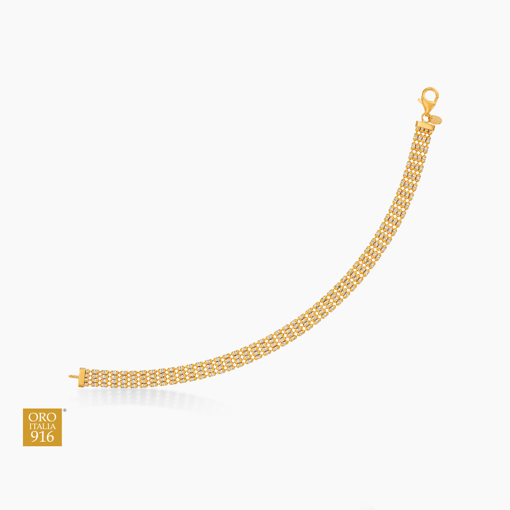 Oro Italia 916 Yellow and White Gold Bracelet GW53490425(YW)-BI (22K Gold)