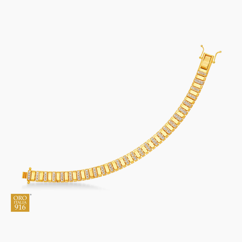 Oro Italia 916 Yellow and White Gold Bracelet GW53520425(YW)-BI (22K Gold)