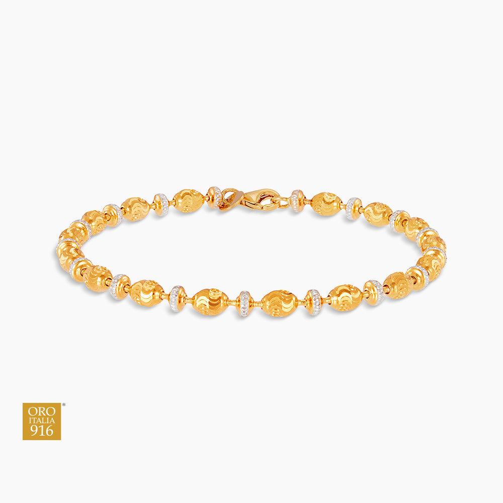 Oro Italia 916 Yellow and White Gold Bracelet GW53960625(YW)-BI (22K Gold)