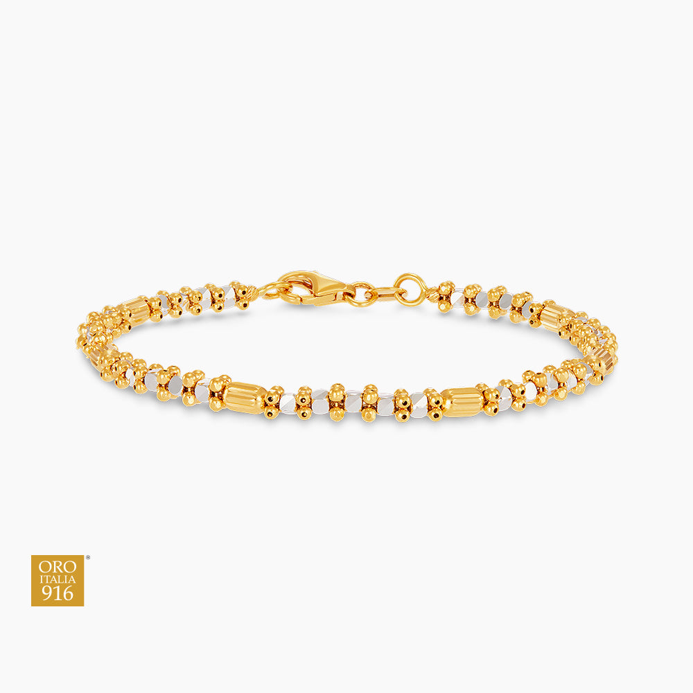 Oro Italia 916/22K Yellow and White Gold Bracelet GW54050825(YW)-BI (22K Gold)