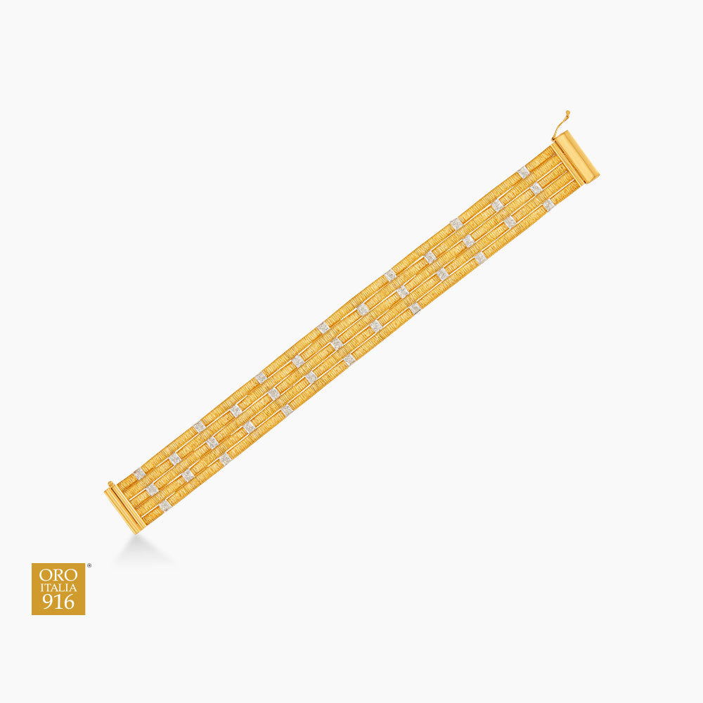 Oro Italia 916 Yellow and White Gold Bracelet GW54601025(YW)-BI (22K Gold)