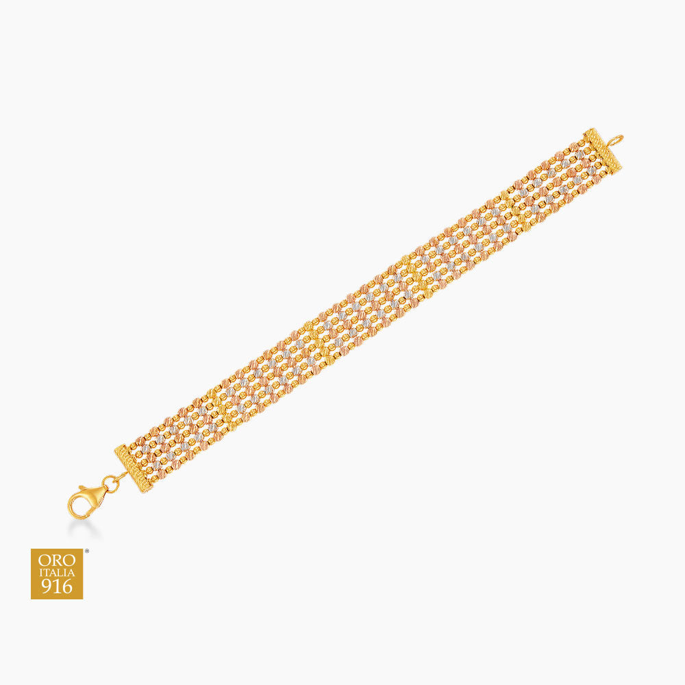 Oro Italia 916 Yellow, White and Rose Gold Bracelet GW54741125-TI (22K Gold)