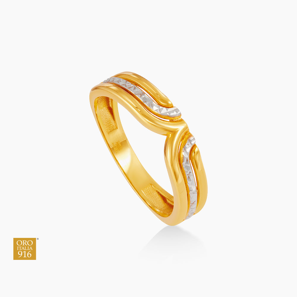 Oro Italia 916 Yellow and White Gold Ring GR62220426(YW)-BI (22K Gold)