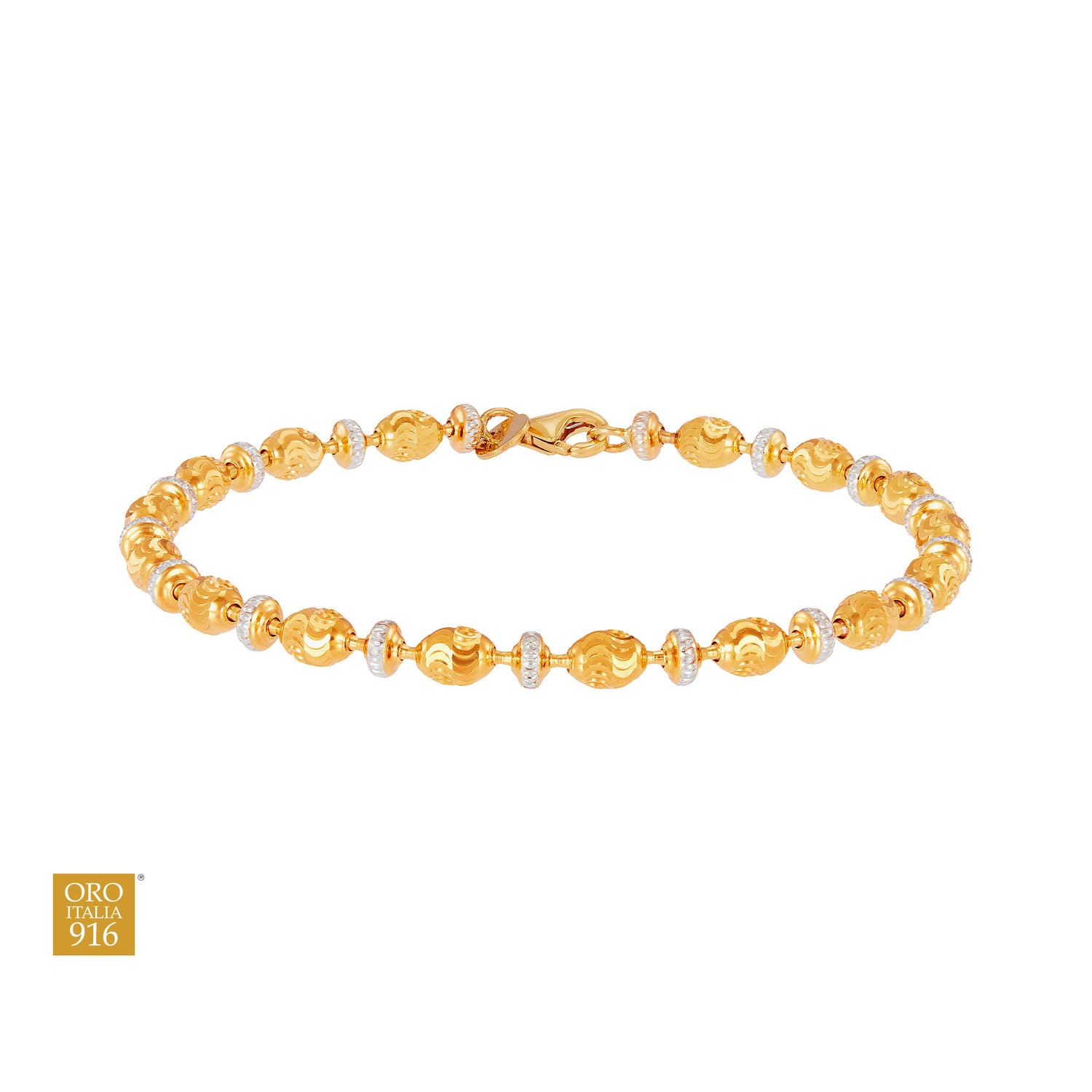 Oro Italia 916 Yellow and White Gold Bracelet GW53960625(YW)-BI (22K Gold)