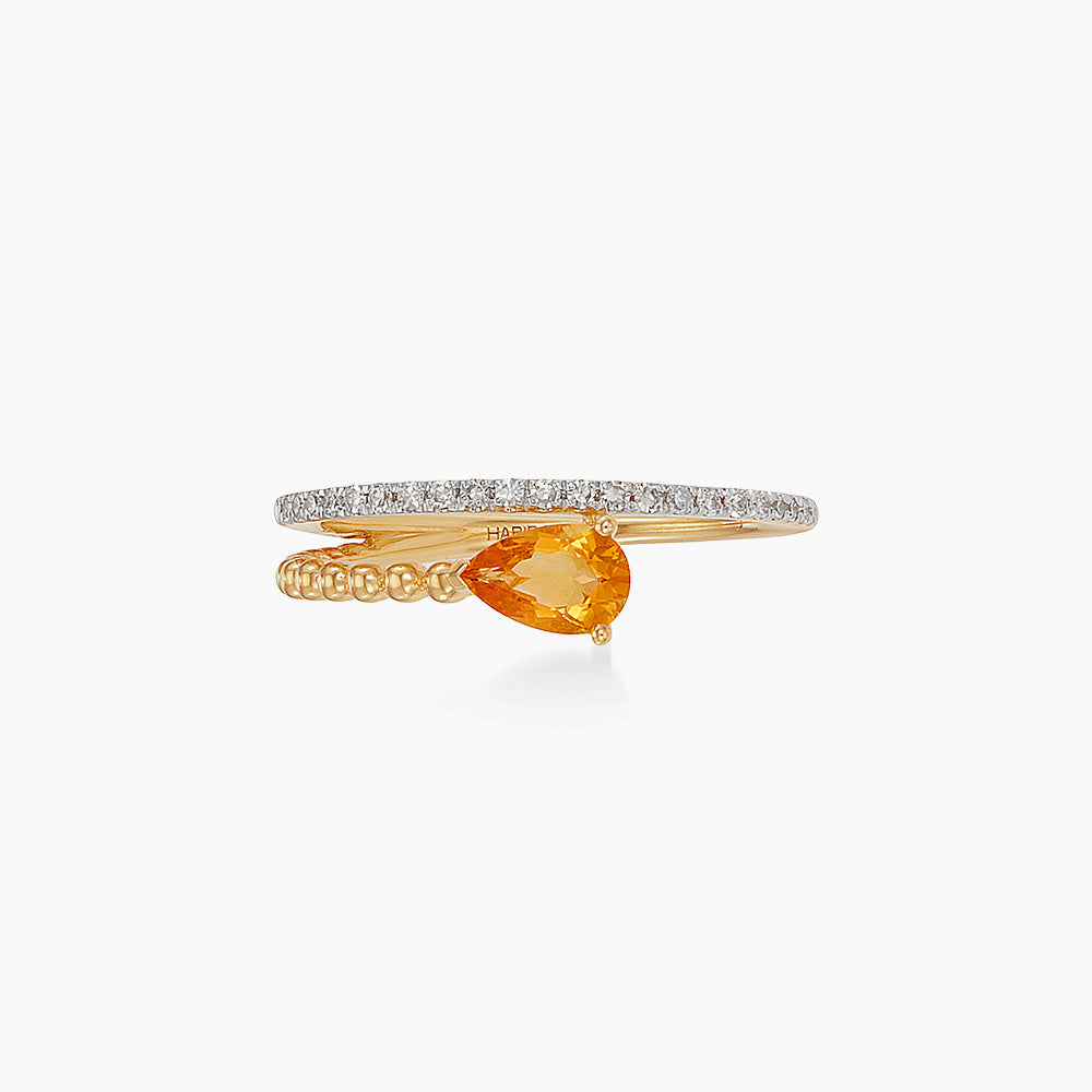 Pear Citrine and Diamond Ring in 375/9K Yellow Gold 275060526(YG)-CITR