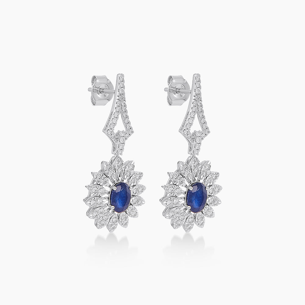 Blue Sapphire and Diamond Earrings in 375/9K White Gold 275160626(E)-WG-BS