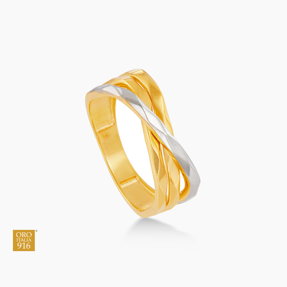 Oro Italia 916 Yellow and White Gold Ring GR62580526(YW)-BI (22K Gold)