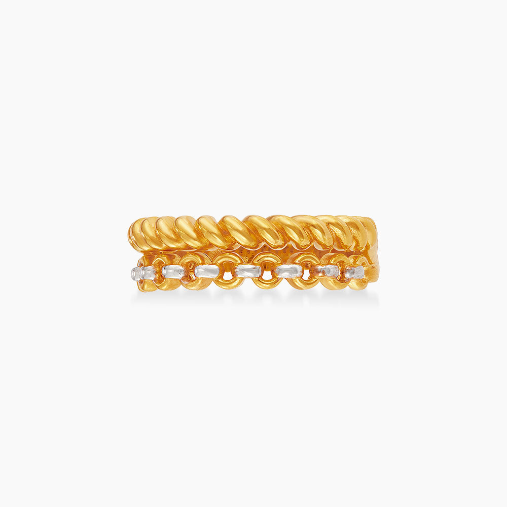 Oro Italia 916 Yellow and White Gold Ring GR61491225(YW)-BI (22K Gold)