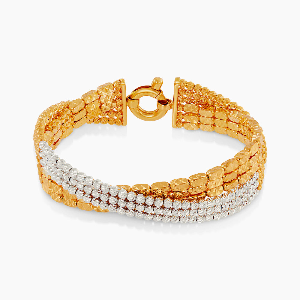 Oro Italia 916 Yellow and White Gold Bangle GB95061025(YW)-BI (22K Gold)