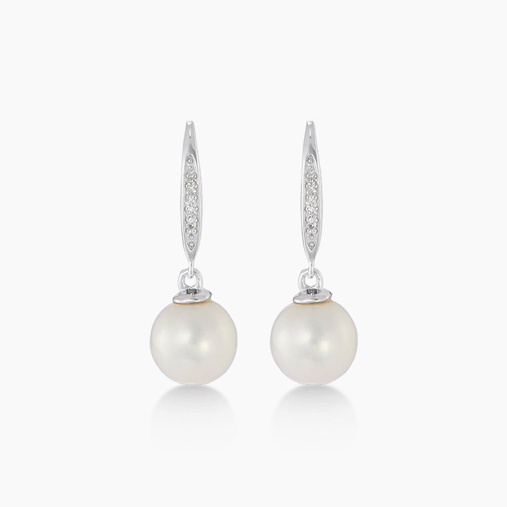 925 Diamond and Fresh Water Pearl Earrings 458660826