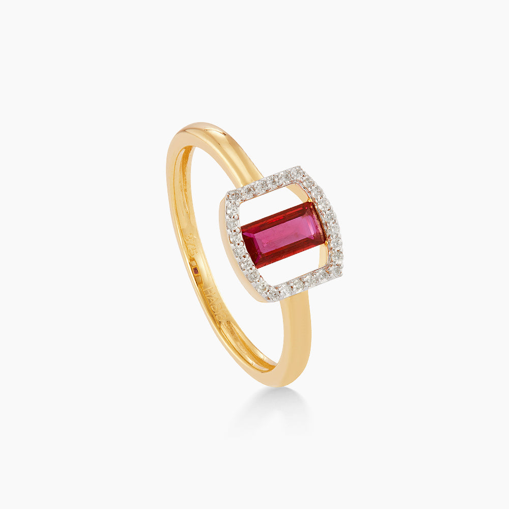 Baguette Ruby and Diamond Ring in 375/9K Yellow Gold 275830726(R)