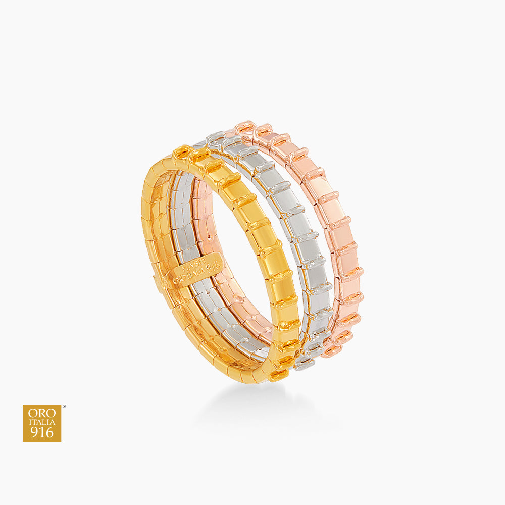 Oro Italia 916 Yellow, White and Rose Gold Ring GR62110426(2)-TI (22K Gold)
