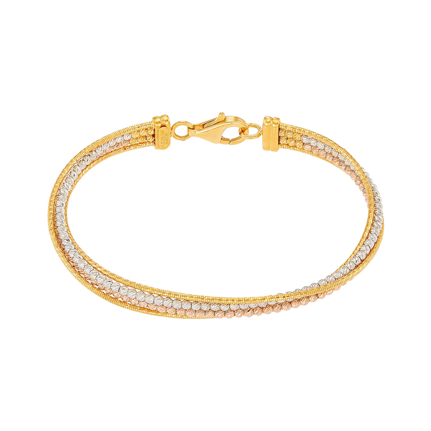 Oro Italia 916 Yellow, Rose and White Gold Bangle GB94180525-TI (22K Gold)