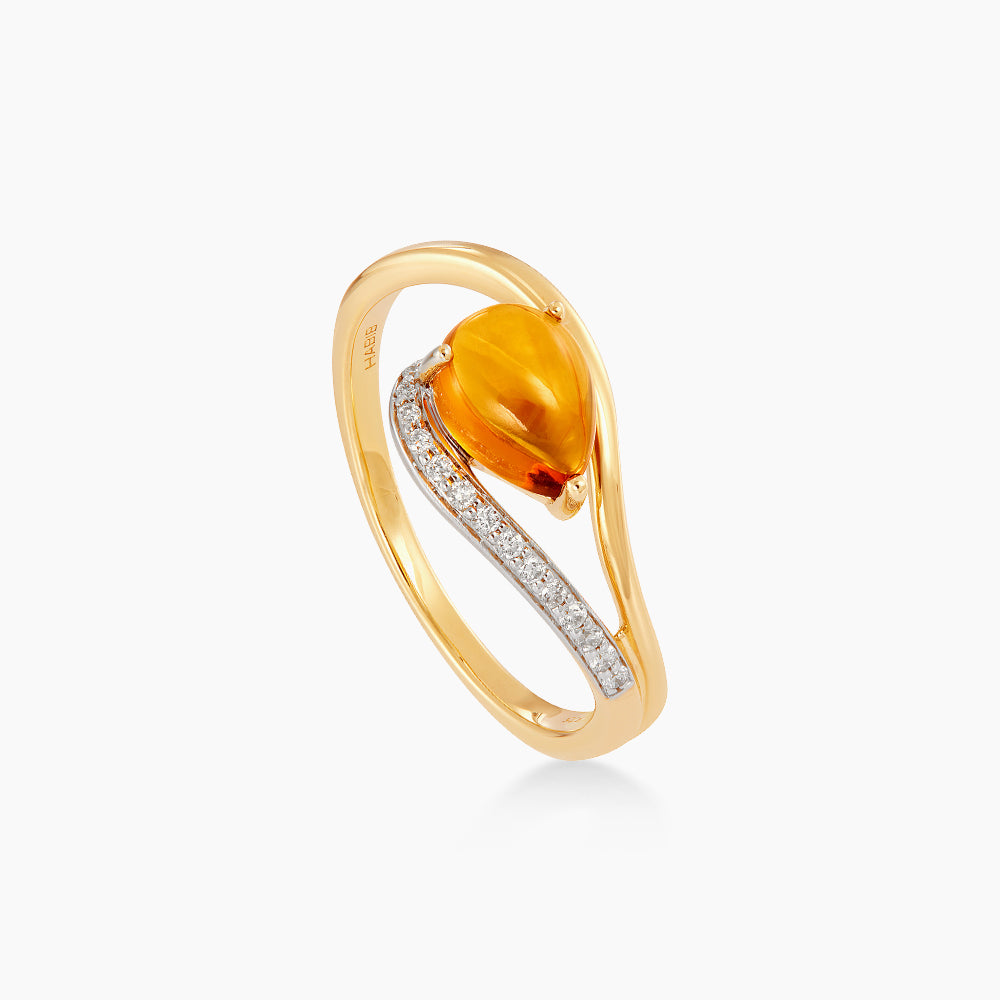 Pear Citrine and Diamond Ring in 375/9K Yellow Gold 276040826(R)