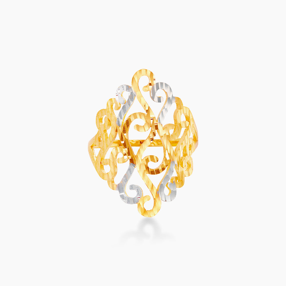 916/22K Yellow and White Gold Ring KF29580625-BI