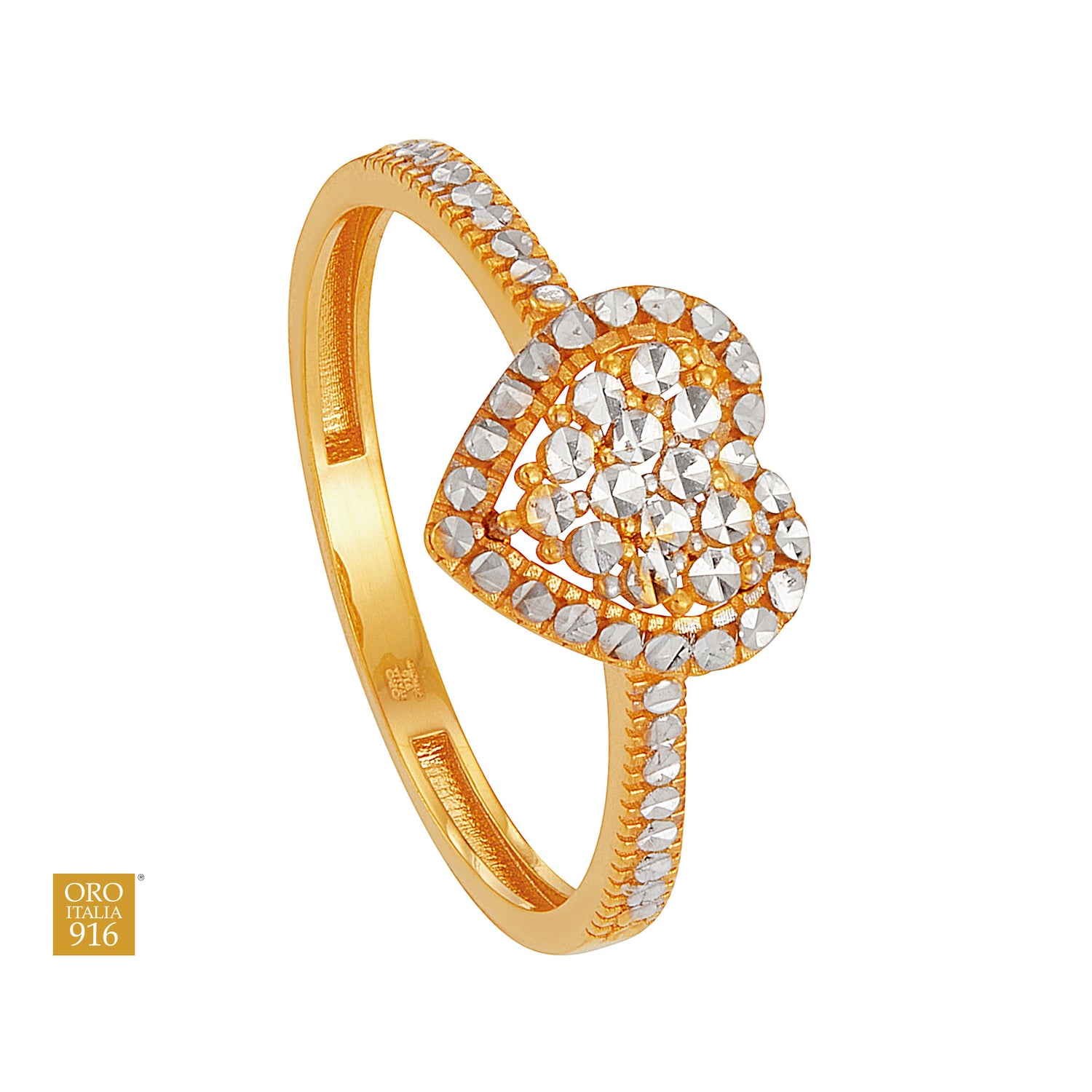 Oro Italia 916 Yellow and White Gold Ring GR61581225(YW)-BI