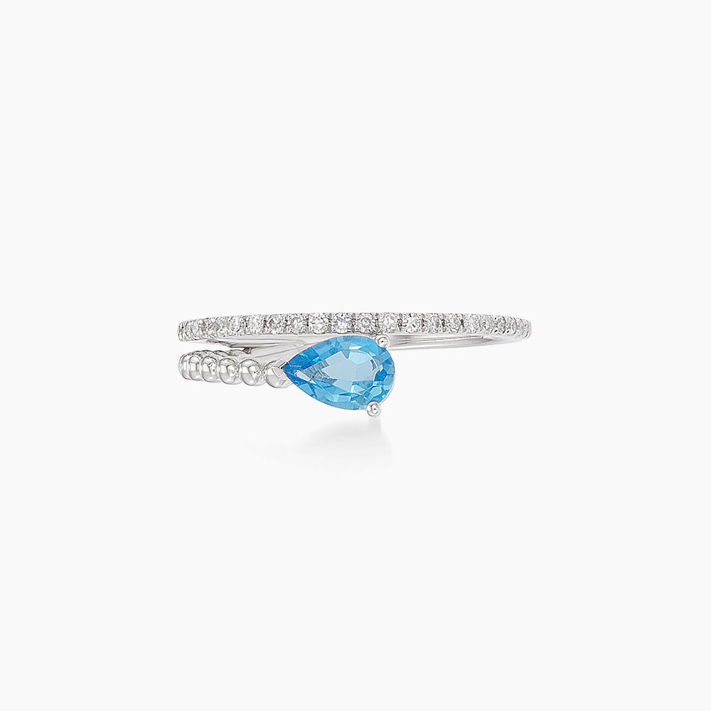 Pear Blue Topaz and Diamond Ring in 375/9K Yellow Gold 275060526(WG)-BTOPZ